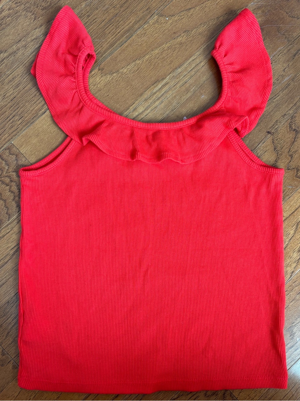 Girls GAP Red Ruffle-Shoulder Tank Top - Picture 2 of 3